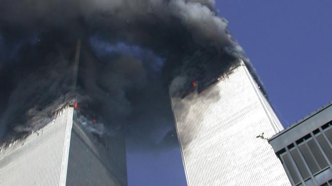 A never-before-seen photo taken by a Secret Service employee: The towers of the World Trade Center after both planes strike the buildings. Picture: US Secret Service