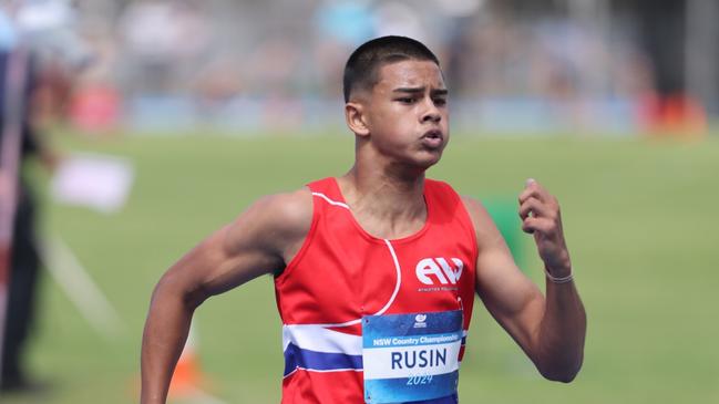 Sprinter Zacharia Rusin helped Athletics Wollongong to victory at the carnival. Picture: Fred Etter/Athletics NSW