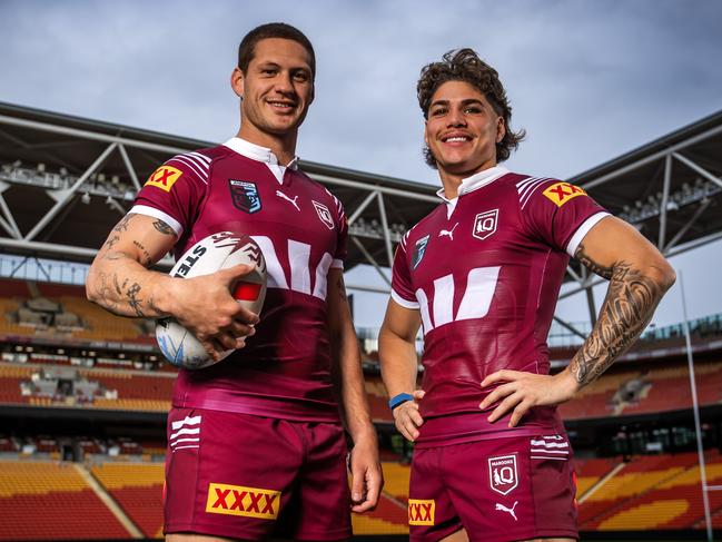 Kalyn Ponga and Reece Walsh. Picture: Nigel Hallett