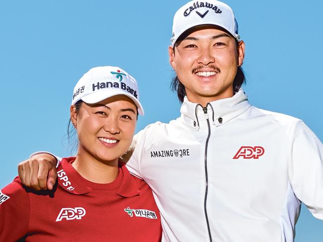 EMBARGO FOR TWAM 04 NOV 2023. FEE MAY APPLY. Sibling Golfers Minjee and Min Woo Lee in Perth. Stef King/TWAM