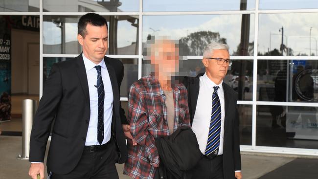 The 75-year-old man arrived in Cairns on May 11, 2023 after being extradited from South Australia on alleged historical sex offences. Picture: Peter Carruthers