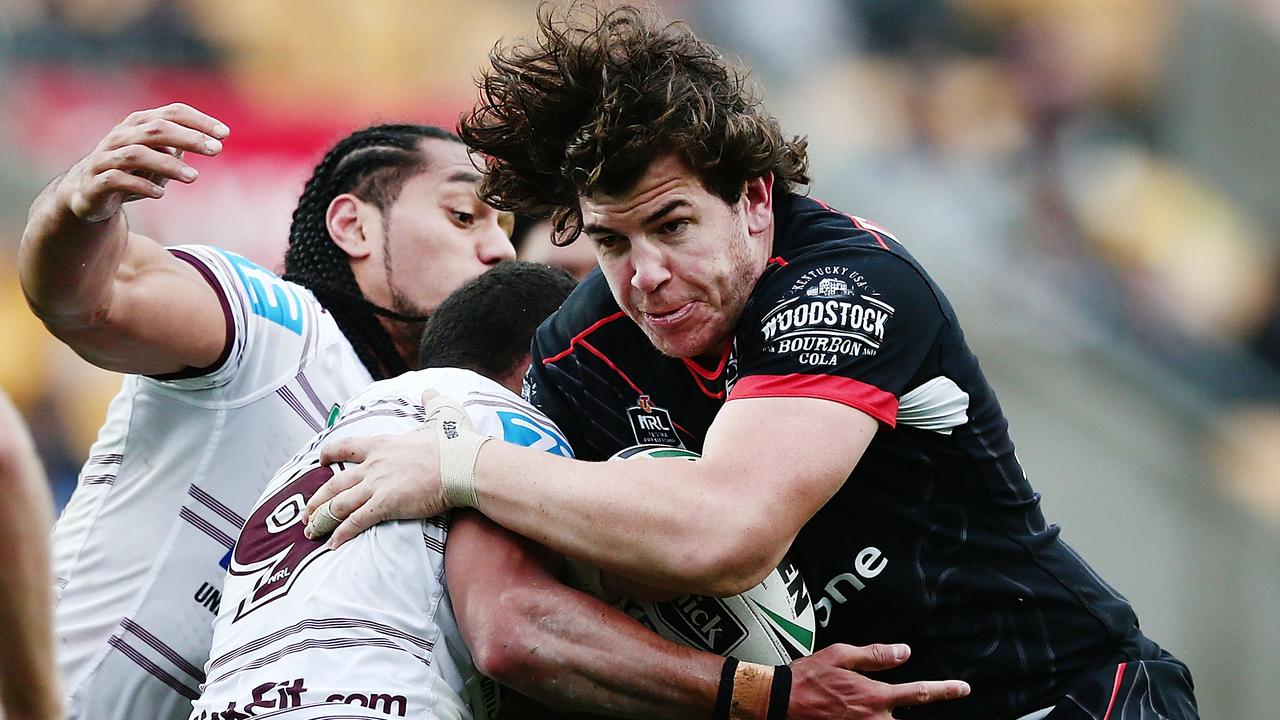Gubb on the charge during for the New Zealand Warriors against Manly. 