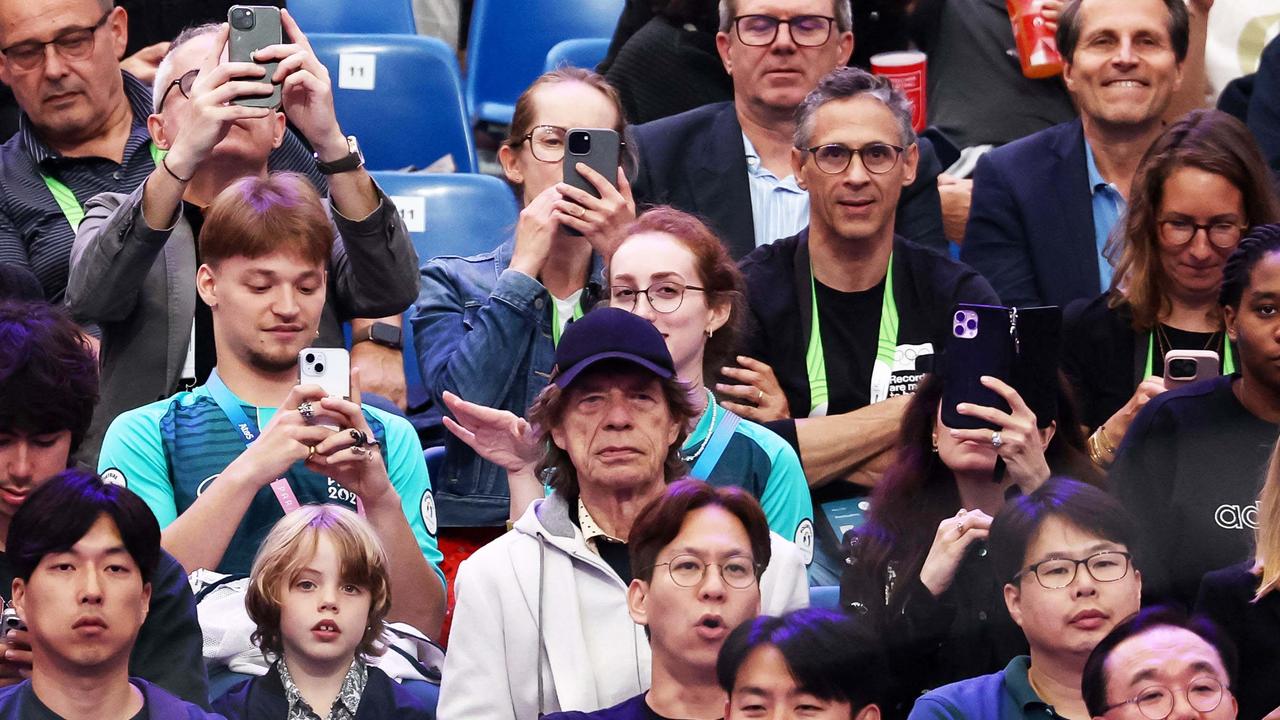 British singer Sir Mick Jagger goes incognito at the fencing. Picture: Getty Images