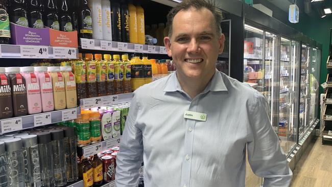 Woolworths Metro stores manager Justin Nolan inside the tiny new store. He said it would cater to the breakfast and lunch crowd. Picture: Benedict Brook