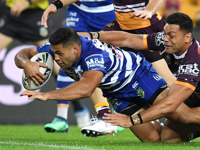 A try was the icing on the cake for star debutant Rhyse Martin. Picture: AAP