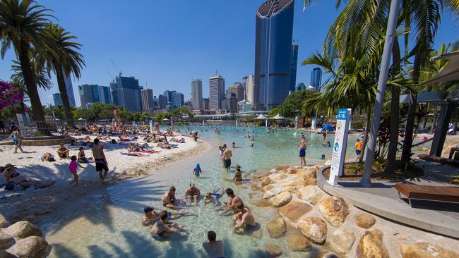 People are being urged not to visit South Bank Parklands. Picture: Glenn Hunt