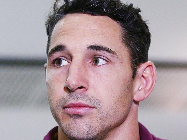 MELBOURNE, AUSTRALIA - JUNE 04:  Billy Slater of the Queensland Maroons addresses the media during a press conference at Melbourne Airport on June 4, 2018 in Melbourne, Australia. Slater has ruled himself out of Wednesday night's State of Origin match due to a hamstring injury.  (Photo by Michael Dodge/Getty Images)