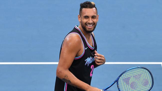 Nick Kyrgios has pledged $200 to bushfire relief for every ace he hits across the Australian summer. Picture: AAP/Darren England