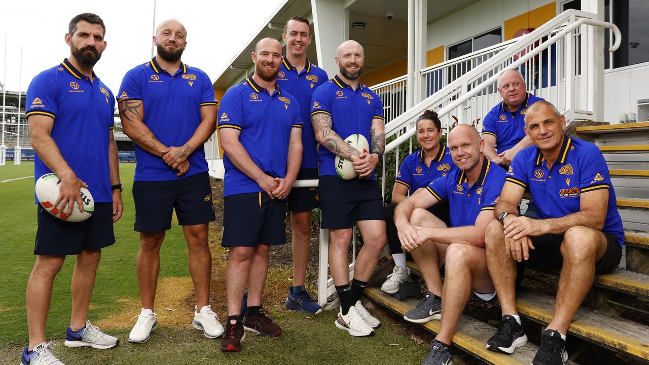 Josh Hodgson (second from left) with the Parramatta pathways coaching team. Picture: Jonathan Ng