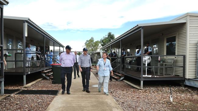 Prime Minister Scott Morrison and NT Chief Minister Michael Gunner visit the Howard Springs Facility in Darwin on April 28, 2021. Picture: Adam Taylor via PMO