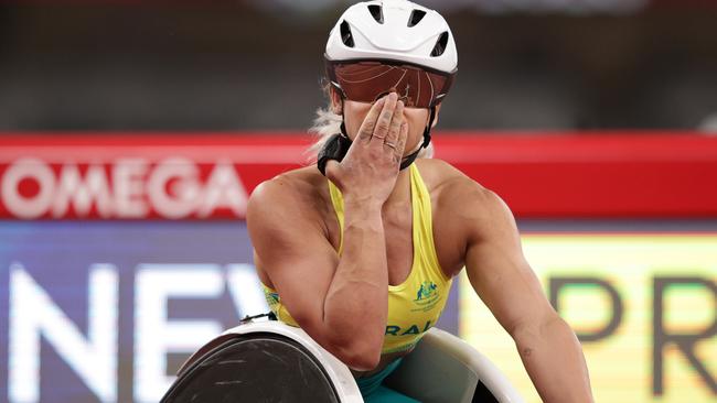 Madison De Rozario reacts after winning gold in women’s 800m final.