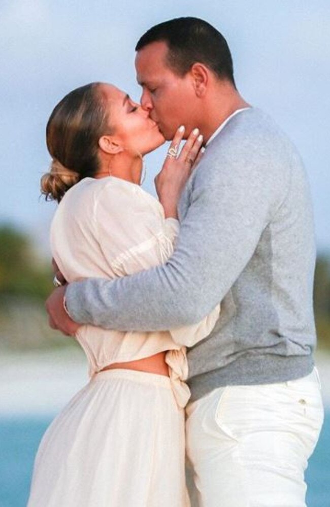 The couple shared sweet pics of the moment A-Rod proposed back in 2019. Picture: Instagram