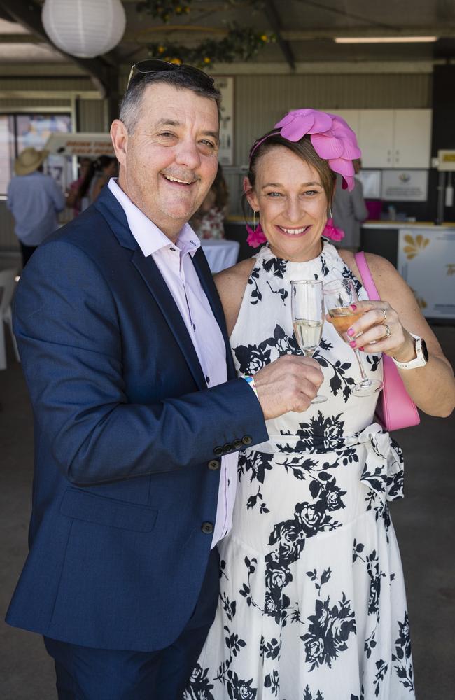 Ross and Charlene Newton at Warwick Cup race day at Allman Park Racecourse, Saturday, October 14, 2023. Picture: Kevin Farmer