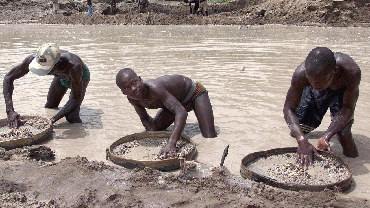 Diamond prospectors in Sierra Leone. The west African country is one of the world’s largest diamond producers.