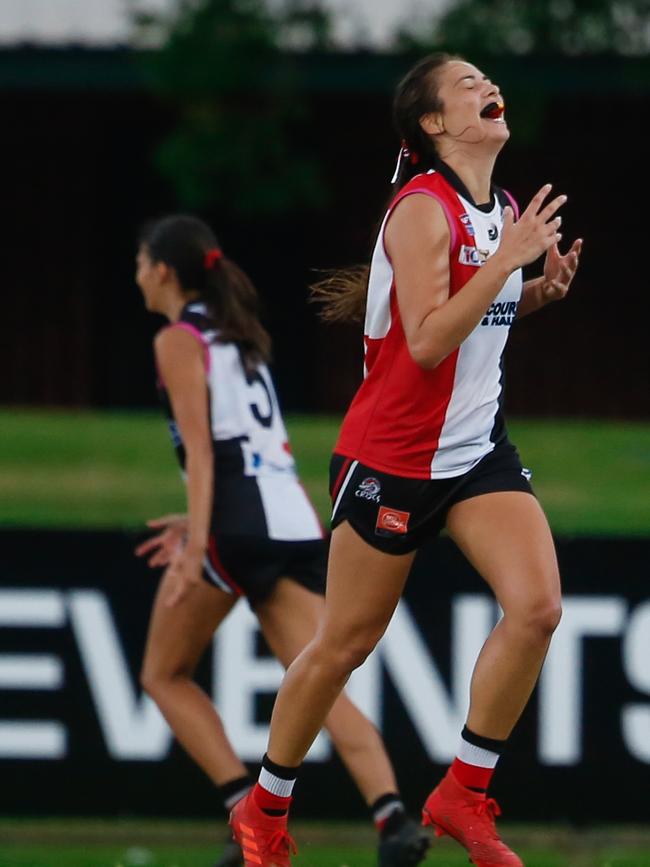 Lateesha Jeffrey was lost for words after leading Southern Districts to a victory over Waratah in the 2019-20 Women’s Premier League Grand Final. Picture Glenn Campbell