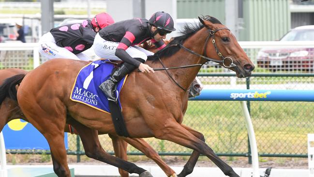 Yes Lulu ridden by Declan Bates wins the Magic Millions VIC 3YO & 4YO Classic at Caulfield Heath Racecourse on December 14, 2024 in Caulfield, Australia. (Photo by Brett Holburt/Racing Photos via Getty Images)