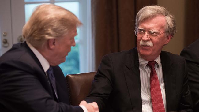 Donald Trump and John Bolton in April 2018. Picture: AFP