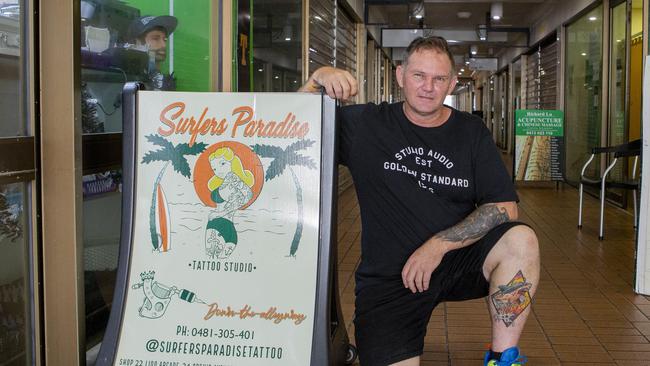 Surfers Paradise Tattoo Studio manager Fred Hopkinson is opposed to restrictions on tattoo parlours. Picture: Jerad Williams