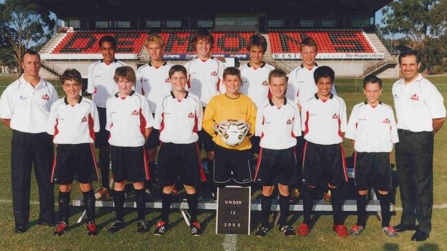 Mat Ryan (centre, in yellow) poses with his under 13 Blacktown City team in 2005. The team also featured future professional footballers Joey Gibbs, Dimi Petratos, Jared Lum and Nick Fitzgerald.