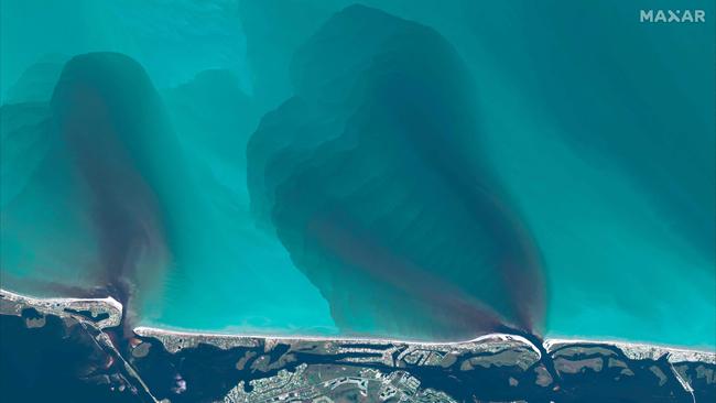 Sediment discharging to sea in Don Pedro island, Florida on September 30, 2022. Picture: Maxar Technologies / AFP