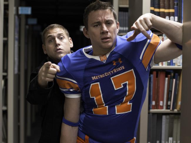 Jonah Hill and Channing Tatum tackle “the exact same mission” in <i>22 Jump Street</i>.