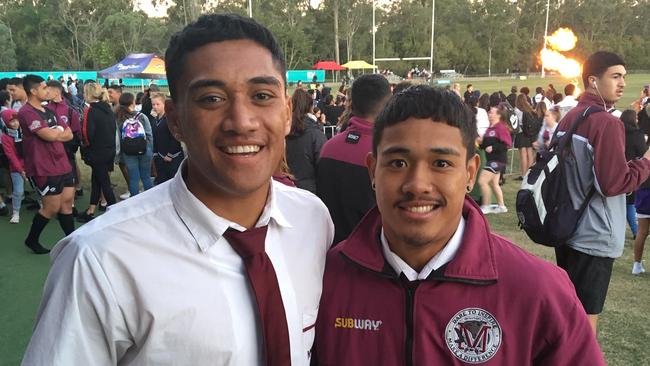 Marsden State High School open Queensland schoolboy representatives TC Robati and team mate Tyrone Sa'u.