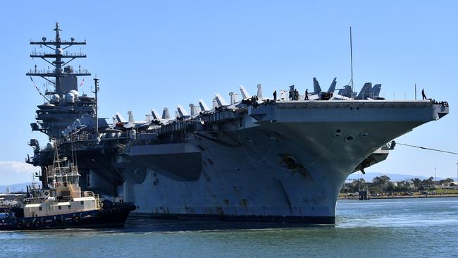 The USS Ronald Reagan last time it was in Brisbane. Picture: AAP/Darren England