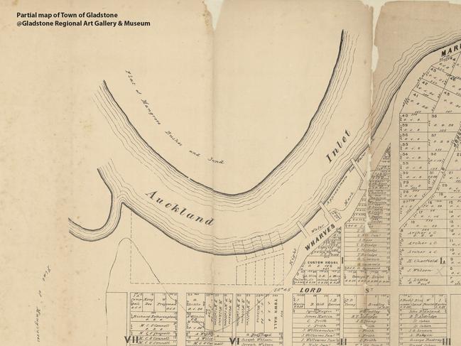 An early map of a portion of Gladstone. Picture courtesy of the Gladstone Regional Art Gallery and Museum.