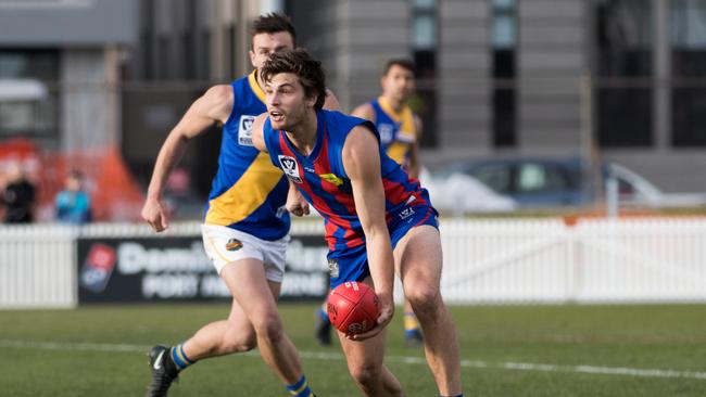 Port’s Dylan Van Unen looks for a teammate. Picture: Maurice Virduzzo.