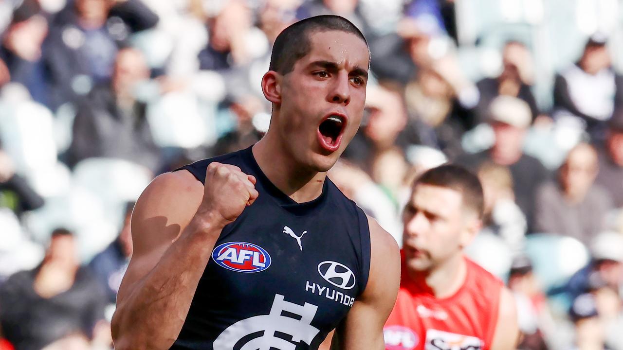 Adam Cerra is leading Carlton’s midfield. Picture: Michael Klein