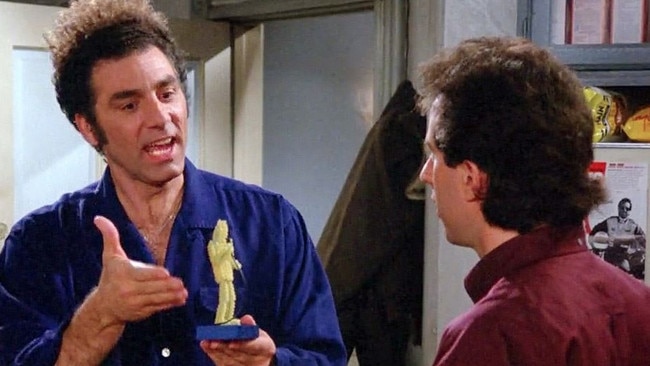 In an episode named The Fusilli Jerry, Kramer famously made sculptures of pasta, including one of fusilli pasta of Jerry doing stand-up comedy. It ended messily. Picture: Twitter/@SeinfeldTV