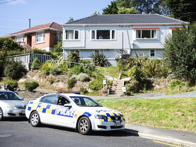 Police at Tarrant’s house in Dunedin. Picture: Joe Allison/Allison Images for news.com.au