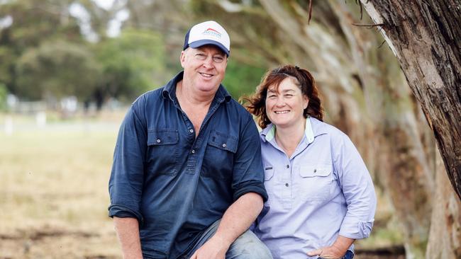 John and Liz Craig from Hamilton with some of their firs and second calving Hereford cattle. They will sell their weaner calves at the January 2025 weaner sales.