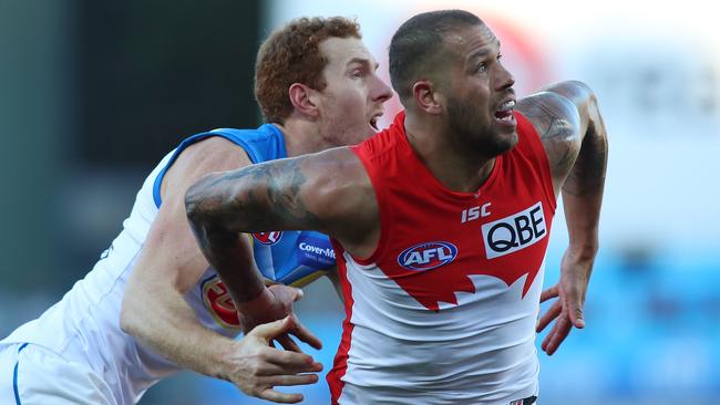 Lance Franklin of the Swans. (Photo by Tony Feder/AFL Media/Getty Images)