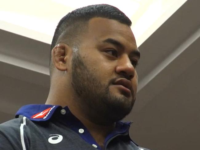 A screengrab obtained Sunday, July 14, 2019 of Wallabies prop Taniela Tupou. Tupou has been the victim of a phone snatch and grab in Johannesburg, Rugby Australia says. (AAP Image/Rugby Australia) NO ARCHIVING, EDITORIAL USE ONLY