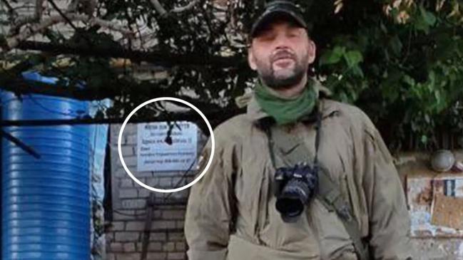 The street sign was then able to be used by Ukrainian forces to target an attack on the base. Picture: Telegram