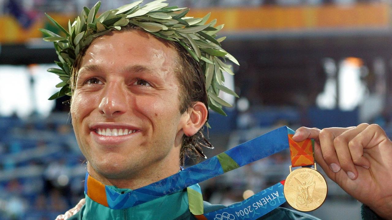 Swimmer Ian Thorpe is Australia’s greatest Olympian, winning five gold medals, including this one in the 200m freestyle at the 2004 Athens Olympics. Picture: Gregg Porteous
