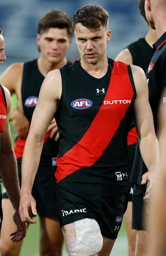 Jordan Ridley sports some ice. Picture: Michael Willson/AFL Photos