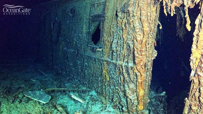 The Titanic wreck have been captured by explorers on board the OceanGate Titan. Picture: OceanGate/Facebook