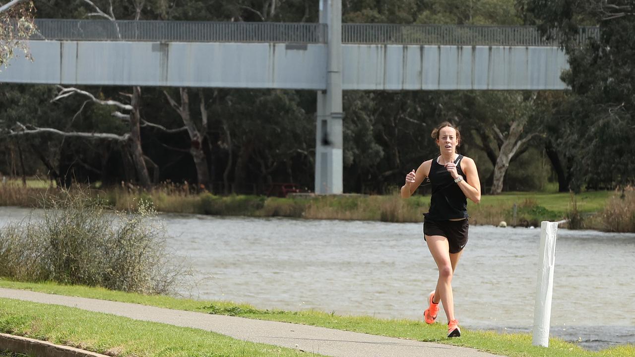 Runners on the Troop Loop beside Barwon River. Picture: Alison Wynd