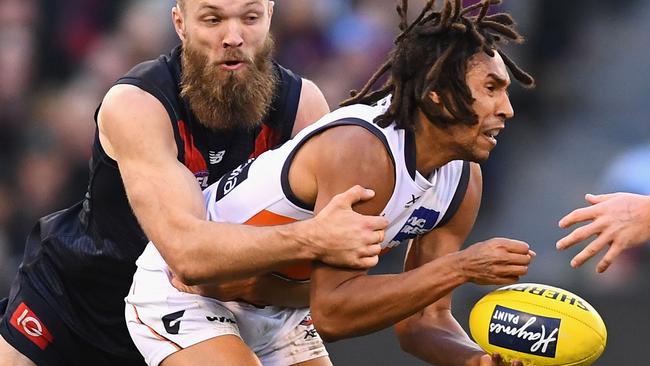 Formerly-dreadlocked Bonar was starved of opportunity at GWS. Picture: Getty Images