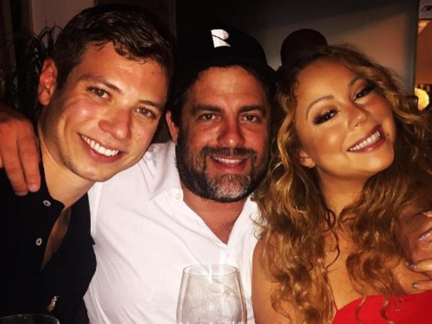 Yair Netanyahu with Brett Ratner and Mariah Carey in Tel Aviv last year.