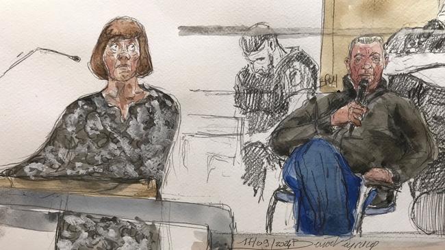 A court sketch created on September 17 shows Gisele Pelicot and Dominique Pelicot. Picture: Benoit Peyrucq/AFP