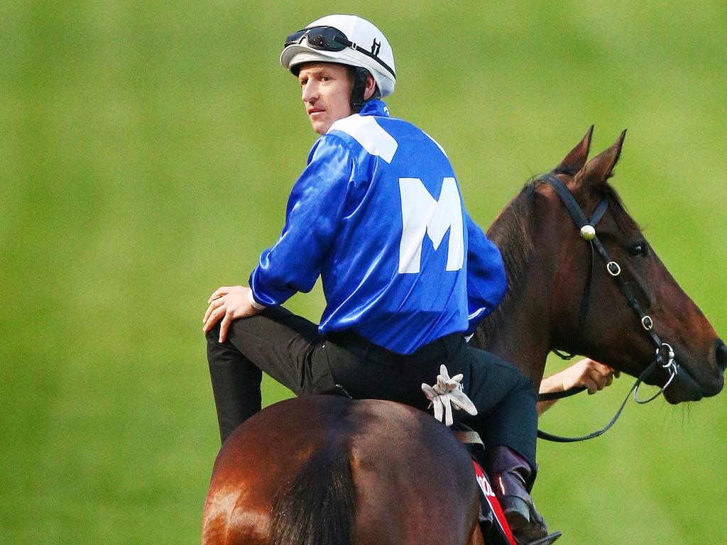 MELBOURNE, AUSTRALIA - OCTOBER 23: Hugh Bowman riding Winx looks back before galloping during Breakfast with the Best at Moonee Valley Racecourse on October 23, 2018 in Melbourne, Australia. (Photo by Michael Dodge/Getty Images)