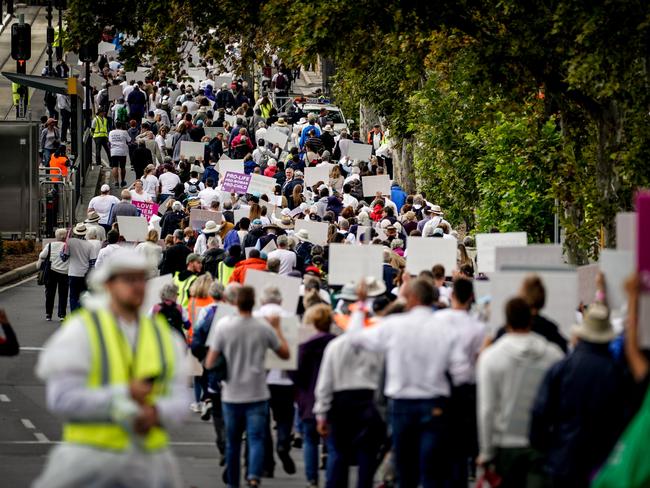 Thousands of people on the Walk For Life march to protest abortion reforms. Picture: Mike Burton