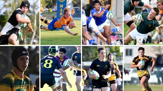 Our Team of the Year includes rugby talent from all eight schools in the AIC competition. Top row left to right: Adam Kelly (Iona), Tom Howard (Ashgrove), Tafito Falaniko Ah-Ki (St Edmund’s) and Ben Addley (Villanova). Bottom row left to right: Noah James (St Patrick’s), Vice Latu (St Peters), Brody McClaren (St Laurence’s) and Mitch Rogers (Padua).