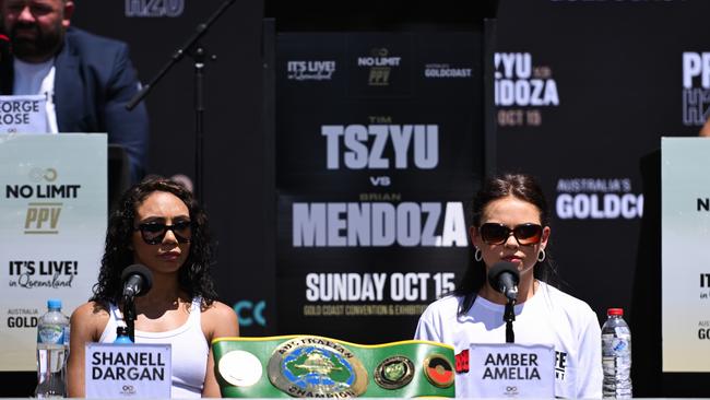 Shanell Dargan and Amber Amelia will become the first two boxers to fight for an Australian title that features the Indigenous flag. Picture: Zain Mohammed/No Limit Boxing.