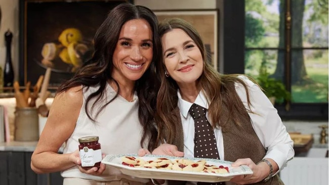 Meghan Markle, Duchess of Sussex and Drew Barrymore on the set of The Drew Barrymore Show. Photo: The Drew Barrymore Show/Ash Bean