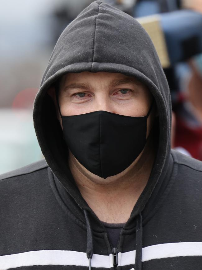 Michael Spoehr leaving Adelaide Magistrates Court at an earlier appearance. His charges of affray and assault were dropped. Picture: NCA NewsWire/David Mariuz