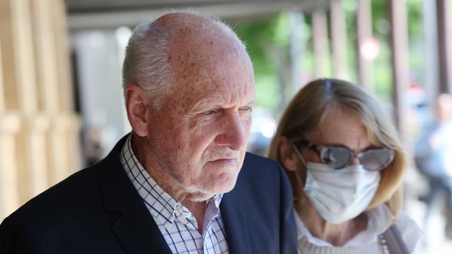 John West and his wife Verna Burnard outside the District Court after an earlier hearing. Picture: NCA NewsWire / David Mariuz